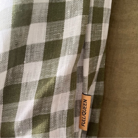 NWOT QUINCE European Linen Duvet Cover Set Olive Gingham Full/Queen - Picture 5 of 5